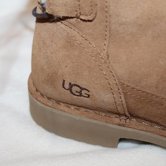 NEW UGG NAIYAH LACE UP SUEDE‎ SHEARLING LINED ANKLE BOOTIES CHESTNUT - Picture 8 of 8